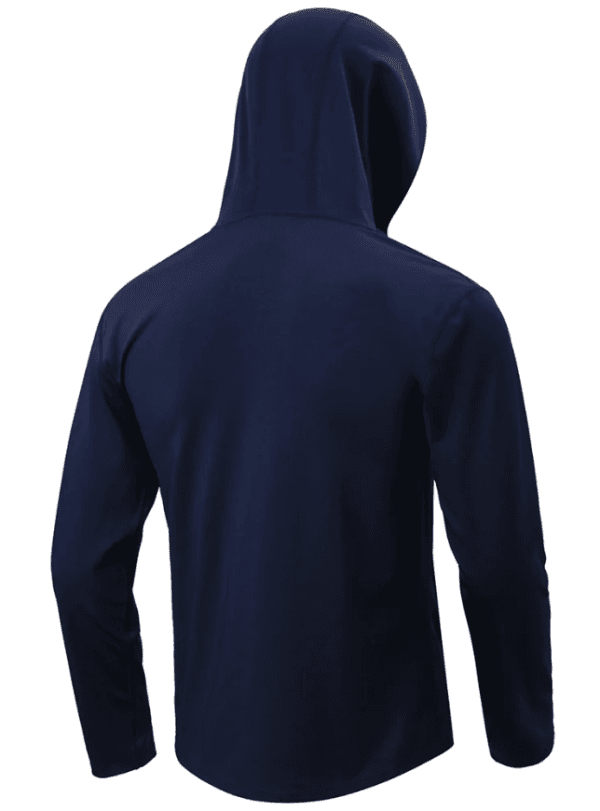 Navy Mens Long Sleeve Hooded Top - Image 2